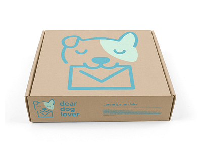 Packaging design for Dear Dog Lover box branding dog good knife studio mail packaging pastel puppy