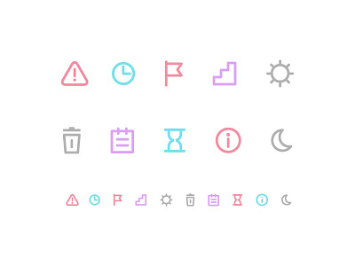 Focuster Icon Set brand calendar clock flag hour glass icons info moon rgb stairs sun trash