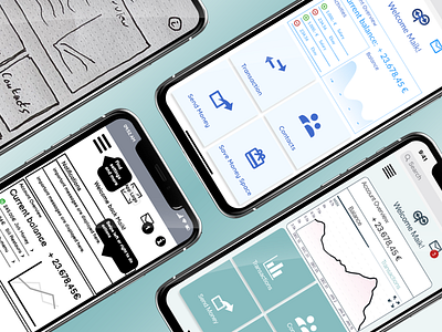 PlutoPay wireframes from low to UI