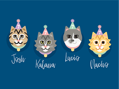 Cat Lineup birthday cats illustration meow