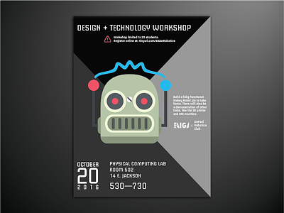 DePaul University AIGA Chapter Workshop Poster aiga aiga chicago chicago college depaul poster robotics robots school