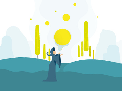 The wizard abstract galaxy illustration landscape sun wizard