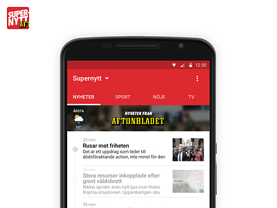Supernytt for Android aftonbladet android material design news supernytt