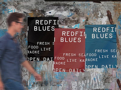 Redfin Blues Seafood Branding apparel branding business card design graphic design logo menu design mockup poster rebrand rebranding restaurant seafood seafood restaurant stationary typography
