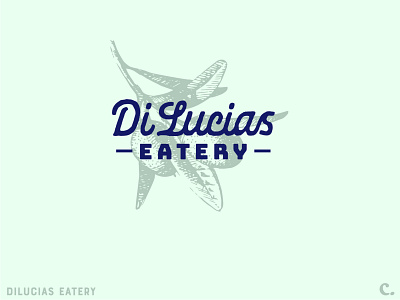 DiLucias Eatery Logo blue branding design floral graphic design green handmade logo logo design logotype mockup plants rebrand rebranding restaurant script simple text type typography
