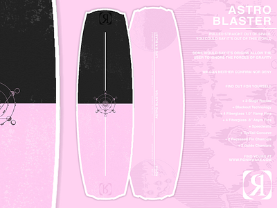 Astro Blaster - Ronix Watersports advertisement black boat concept design graphic design lake mockup moon pink space stars summer typography wakeboard wakesurf waterskiing watersports white