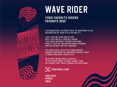 Wave Rider - Ronix Watersports advertisement blue boat colorful concept design gradient graphic design lake mockup red summer typography wakeboard wakeboarding wakesurfing waterskiing wave