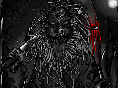 Straw-man the killer character creepy folklore horror illustration