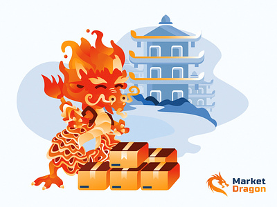 Market Dragon - Delivery! brand identity delivery dragon illustration art market store website builder