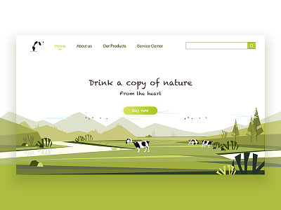 cow cow！ cow e commerce flat green illustration milk page web