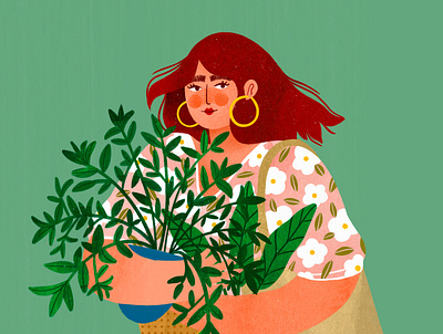 LADY OF THE PLANTS graphic design illustration