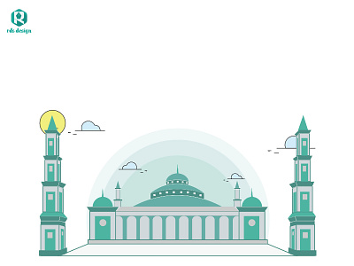 Mosque Ilustration design flat illustration ui vector