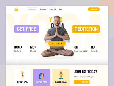 Yoga club web landing page UI design design interface product service startup ui ux web website