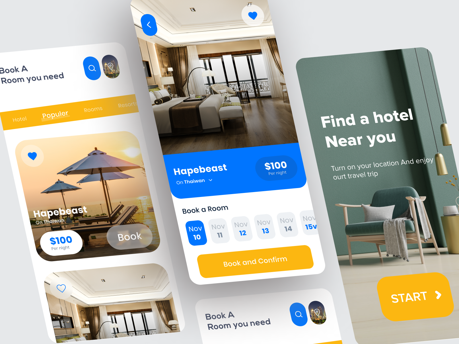 Hotel Booking Mobile app ui by Sabbir Hasan on Dribbble