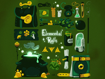 Play Again - Mile One : Elemental Rolls art concept design digital digitalart illustration inventory items photoshop vector wizard zat3am