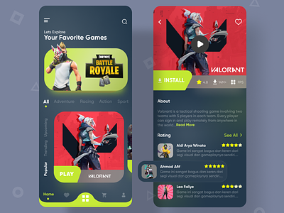 Gaming App Store app app store apps clean color dark mode designui elegant game mobile app games gaming minimalist mobile app mobile design mobile ui store trend trendy ux valorant app