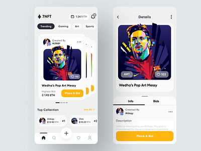 7NFT - Mobile Market NFT auction blockchain design interface mobile mobileapp nft nft app nftweb ui uidesign ux