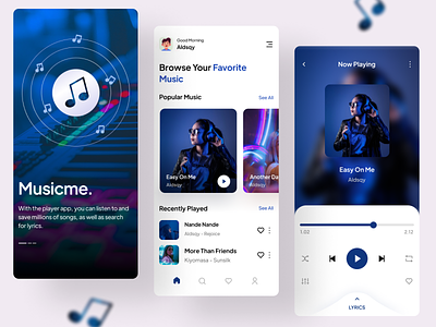 Musicme - Music Player App app artist clean design listen mobile mobile design music music app music player app play player playlist song sound ui ux