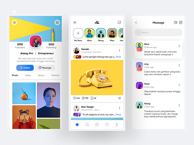 Aloha - Social Media App Concept app facebook feed instagram messenger mobile mobile app design profile saved social app social media social network twitter ui ui ux uidesign ux