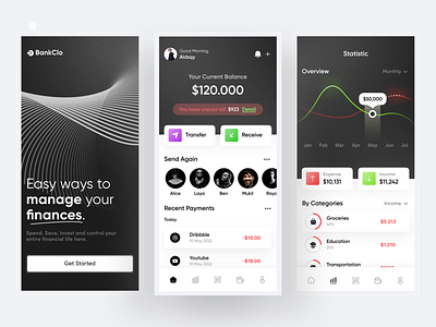 BankClo - Finance Mobile App Concept app app design bank bank app banking banking app finance finance app financial financial app fintech fintech app minimal mobile app mobile app design mobile ui money app ui ux
