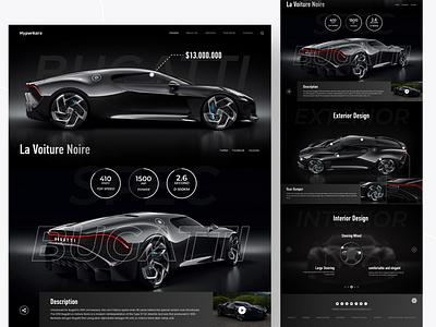 Hyperkars - Car Website Concept 3d automobile automotive bugatti car dark homepage hypercar interface landing page minimal page premium car sports car trendy ui ux web web design website