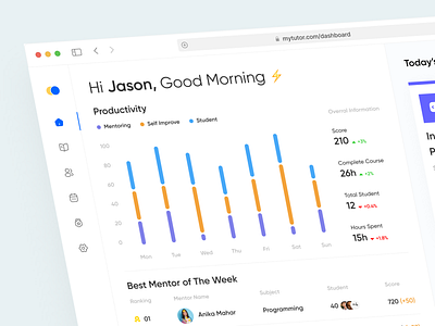 MyTutor - Online Tutoring Dashboard View chart course dashboard e learning education leaderboard learning lessons mentor online course online education online tutoring school student study teacher teaching university web app website