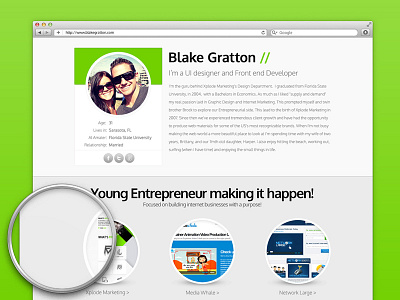 Blake Gratton - Selfie flat single page splash web design website