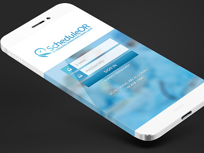 ScheduleOR App blue clean design doctor iphone app login ui design white