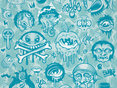 Characters apparel berlin blue character cuke custom art design evil illustration mike friedrich sick vector