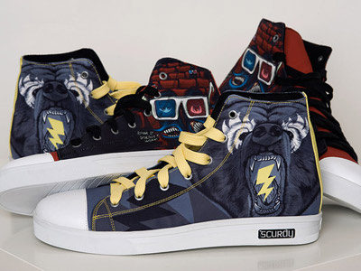 Custom Sneaker 3d fake custom art design illustration mike friedrich scurdy sneaker thrillin bear