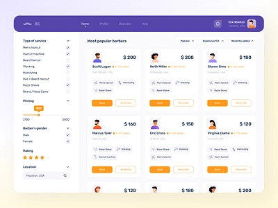 Online Barber Marketplace for Booking Appointments barber barber shop barbershop branding concept dashboard design hairdresser hairstyle marketplace salon ui ux web web site website