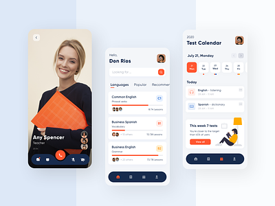 Mobile App for Learning Languages Online concept dashboard design education ios learning lessons mobile app mobile app design school stream stream panel students teacher ui