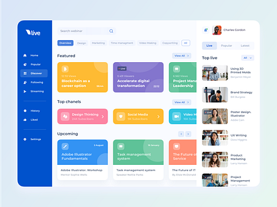 Web Platform for Holding Webinars dashboard design livestream livestreaming platform social streaming streaming app streaming service ui ux web webinar website