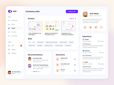 HRM Candidate Profile candidates concept dashboard design hrm hrm system profile card profile page
