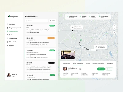 Transport Management System cargo crm dashboard delivery driver freight gps location logistics management map navigation planning shipment transport truck uber warehousing web panel website