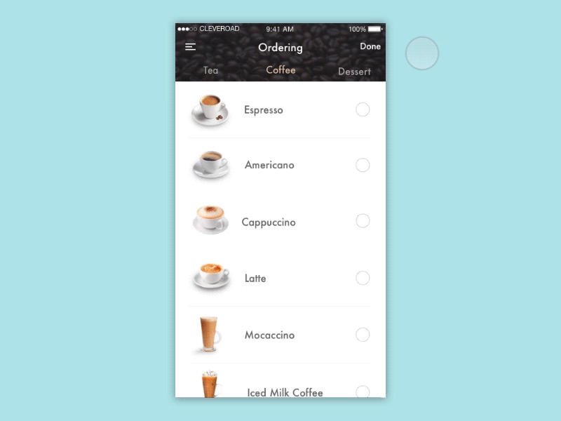 CoffeePlease App Concept animation coffee delivery gif ios office order