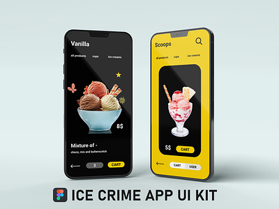 ICE CRIME APP UI KIT - FIGMA branding design graphics design icon interface design logo minimal mobile app design mobile design t shirt typography ui ui design uiux design uiux kit ux ux design visual design web design web uiux design