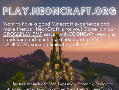 Neoncraft Poster. graphic design minecraft poster
