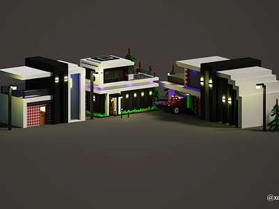 Voxel House Trilogy 3d 3dart 3dmodel branding design graphic design illustration logo modern