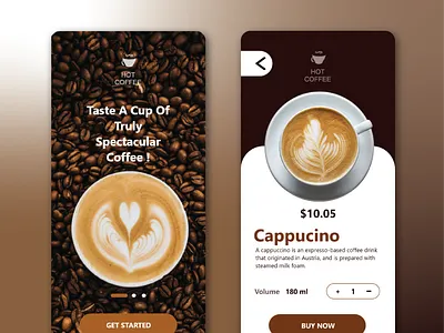 Coffee shop mobile app UI designs branding coffeeshopui design mobileappui ui