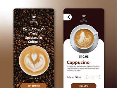 Coffee shop mobile app UI designs branding coffeeshopui design mobileappui ui