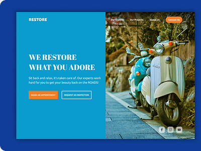 Auto Restoration - Web Design Concept automobile cars concept website design motorbike restoration ui design vintage web application web design