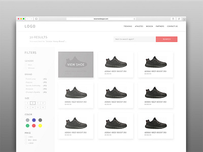 Searching for More Yeezy's athletics clean fitness minimal modern search results search ui sexy shoes sleek startup ui