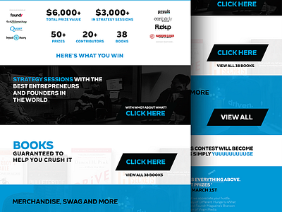 50 Prize, $7K+ Giveaway Contest Landing Page black blue clean entrepreneur hustle landing page minimal modern