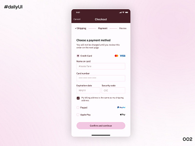 Daily UI • 002 • Credit Card Checkout