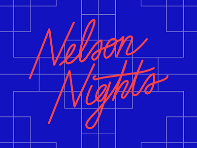 Nelson Nights calligraphy logotype rgb blue single line weight