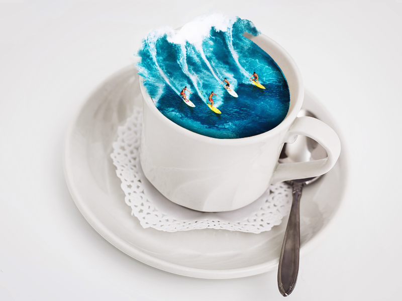 A cup full of joy refreshing summer surfing cup editing image manipulation photoshop