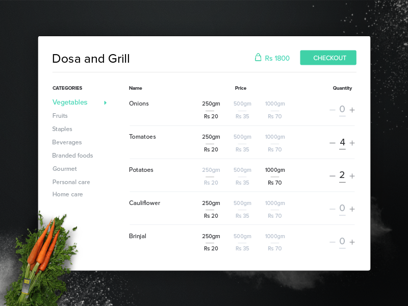 Groceries E-commerce Exploration daily ui e commerce ui design cart price clean flat ui grocery checkout food web