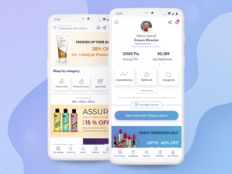 Mobile Dashboard & Shopping on Influential Marketing influential marketing material design user interface design mobile dashboard interaction design dashboard mockup mobile gamification e-commerce