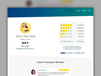 Review Website WIP blue design gradient review web wip yellow